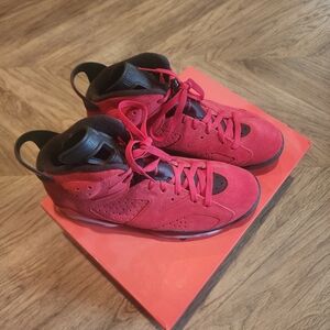 Jordan Red and Black Athletic Shoes High-Top Design